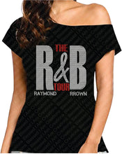 Load image into Gallery viewer, The R & B Tour Bling Off the Shoulder Rhinestone T shirt