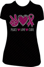 Load image into Gallery viewer, Peace Love Cure Awareness Rhinstone Shirt
