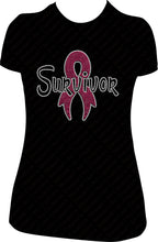 Load image into Gallery viewer, Suvivor Rhinestone Shirt, Cancer Awareness Shirt