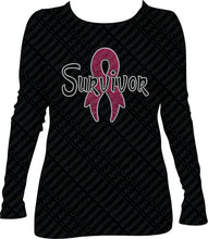 Load image into Gallery viewer, Survivor Rhinestone Shirt, Long Sleeve Survivor Awareness Shirt
