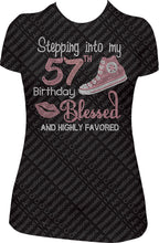 Load image into Gallery viewer, Stepping into my 57th Birthday Blessed Converse Rhinestone Birthday Shirt