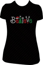 Load image into Gallery viewer, Believe Christmas Shirt, Rhinestone Christmas Shirt, Bling Christmas Shirt,