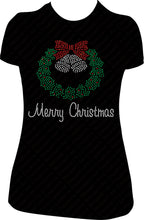 Load image into Gallery viewer, Merry Christmas Wreath Rhinestone Shirt