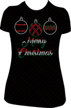 Load image into Gallery viewer, Merry Christmas Three Ornament Rhinestone Shirt