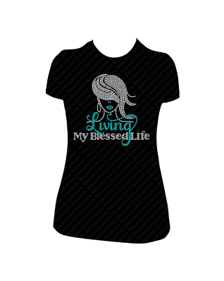 Living My Blessed Life Flip Girl Rhinestone Shirt