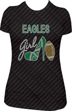 Load image into Gallery viewer, Eagles Girl Heel and Football Rhinestone Shirt
