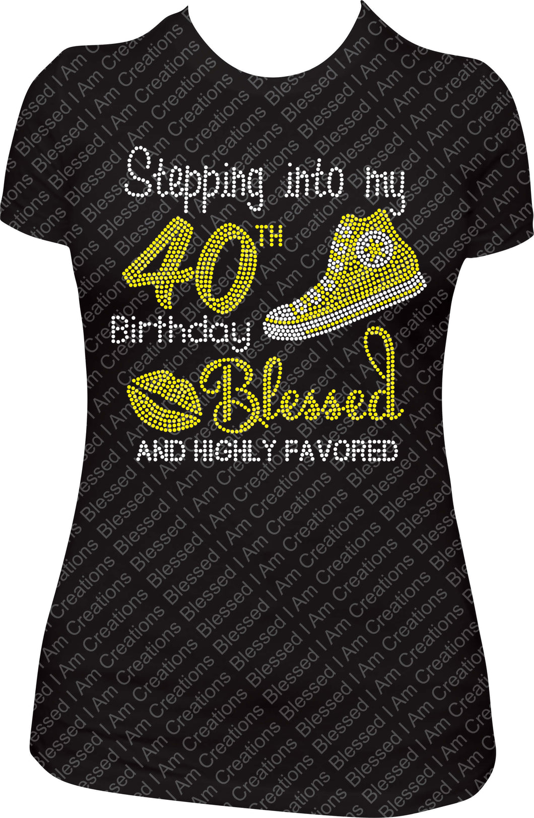 Stepping into my 40th Birthday Blessed and Highly Converse Rhinestone Birthday Shirt