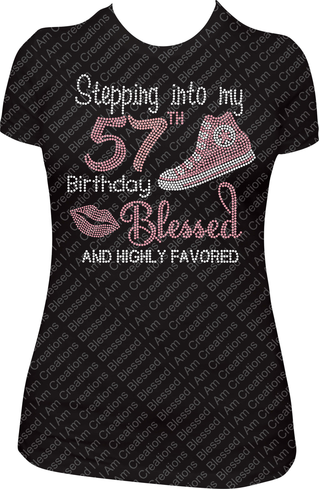 Stepping into my 57th Birthday Blessed Converse  Rhinestone Birthday Shirt