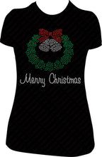 Load image into Gallery viewer, Merry Christmas Wreath Rhinestone Shirt
