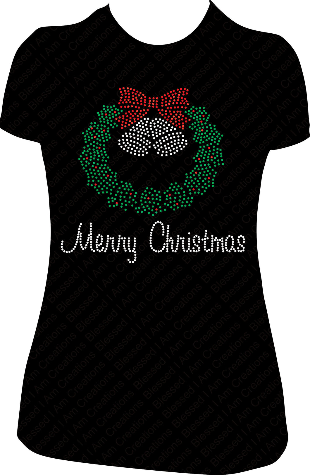 Merry Christmas Wreath Rhinestone Shirt