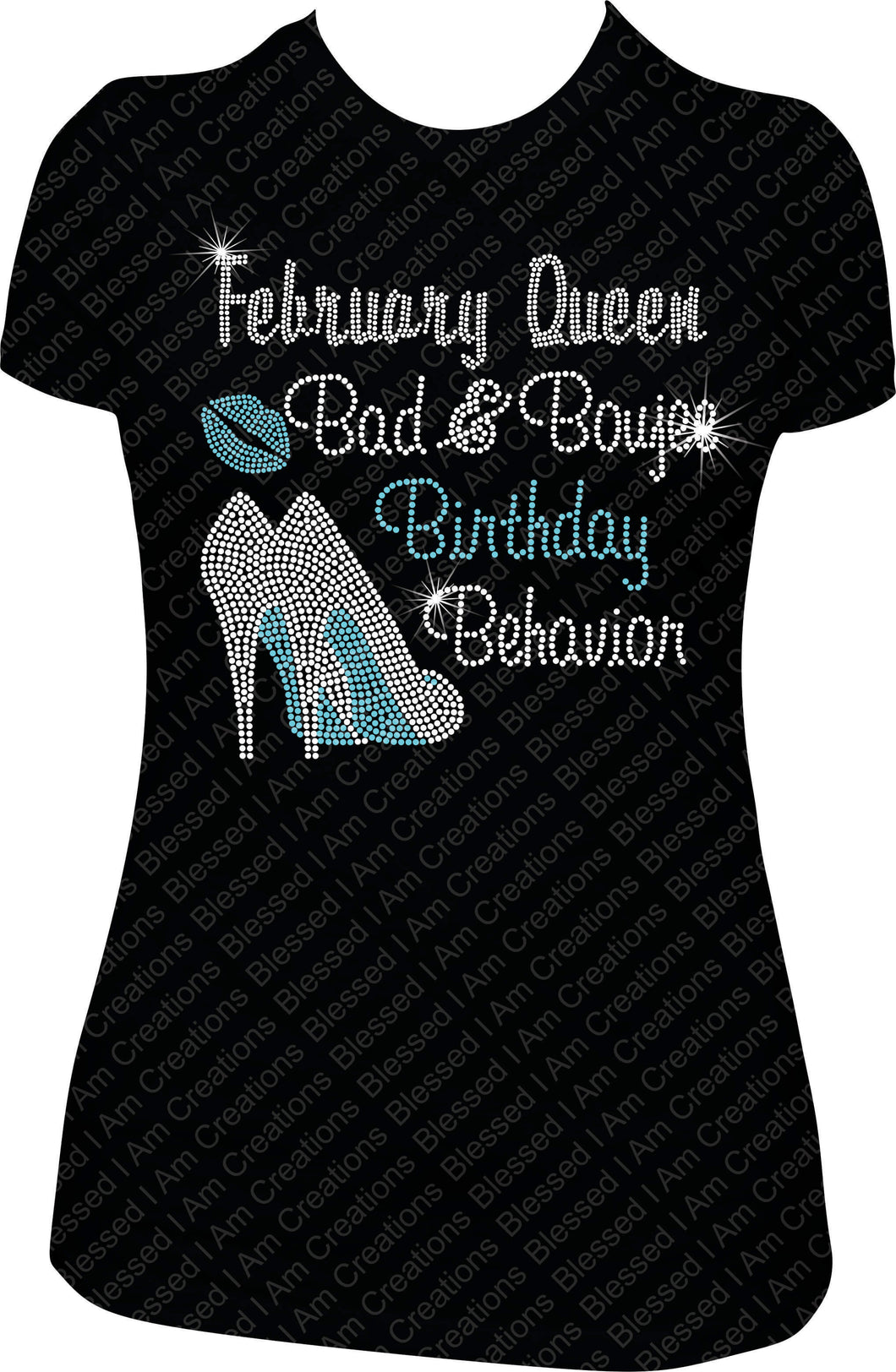 February Queen Bad and Boujee Birthday Behavior Rhinestone Shirt Bling Shirt