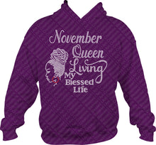 Load image into Gallery viewer, November Queen Living My Blessed Life Rhinestone Hoodie

