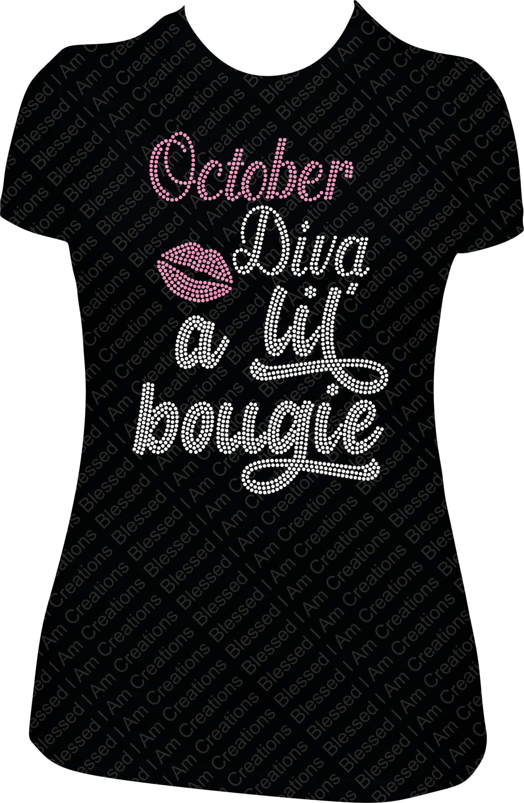 October Diva a lil bougie Rhinestone Birthday Shirt