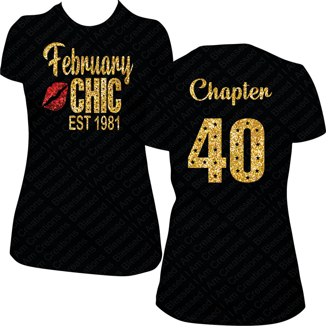 February Chic Est (date) Custom (age) February Bling Shirt February Bling Collection