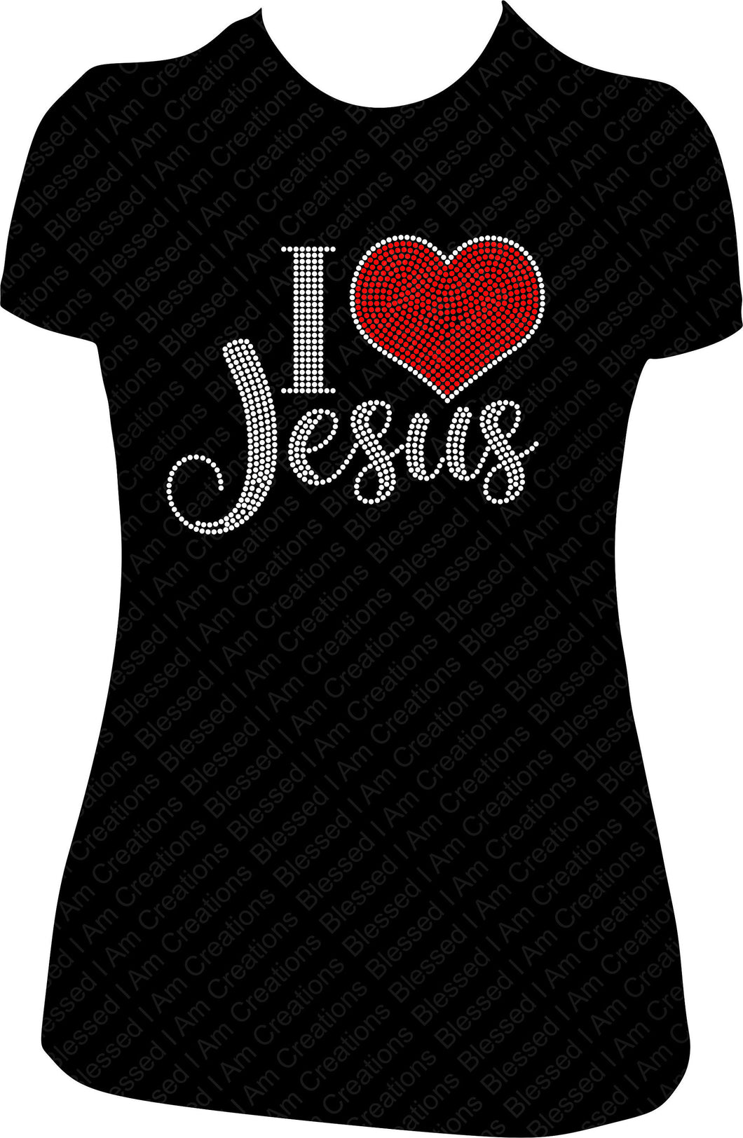 I love Jesus Rhinestone Shirt,  Faith Christian T-Rhinestone Shirt