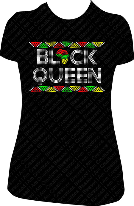 Black Queen Rhinestone Shirt, Queen Rhinestone Shirt, Bling Queen Shirt, Juneteenth Queen Shirt 